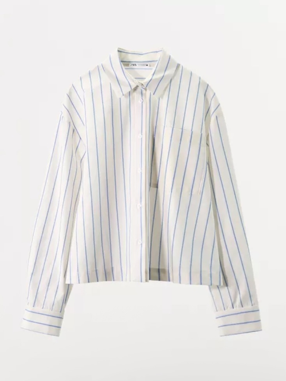 ZARA 100% Cotton Striped Cropped Pajama Shirt - Picture 5 of 5